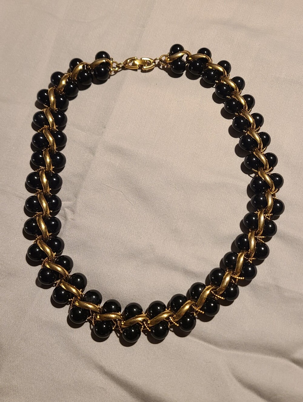 MONET Gold & Black Bead Statement Necklace